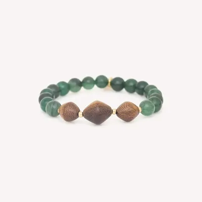 Jewelry - Stretch bracelet with 3 robles beads - Aventurine - NATURE BIJOUX
