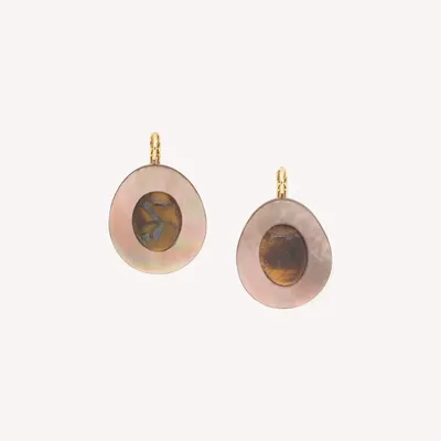Jewelry - French hook earrings with tiger eyes & brown lip - Jaguar - NATURE BIJOUX
