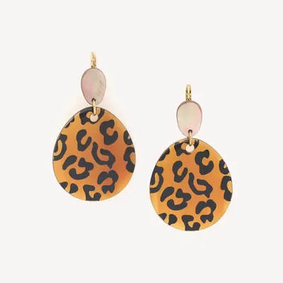 Jewelry - French hook earrings with golden horn - Jaguar - NATURE BIJOUX