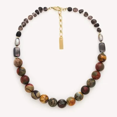 Jewelry - Picasso jasper bead short necklace - L'ile Rousse - NATURE BIJOUX