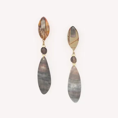 Jewelry - Post earrings with black lip pendant - L'ile Rousse - NATURE BIJOUX