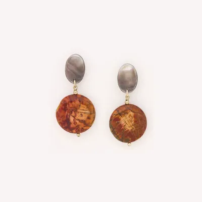 Jewelry - Post earrings with disc pendant - L'ile Rousse - NATURE BIJOUX