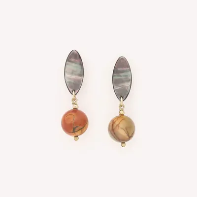 Jewelry - Post earrings with picasso jasper ball - L'ile Rousse - NATURE BIJOUX