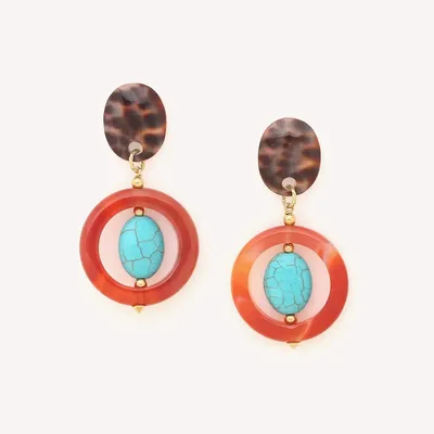 Jewelry - Post earrings with agate ring - Surabaya - NATURE BIJOUX