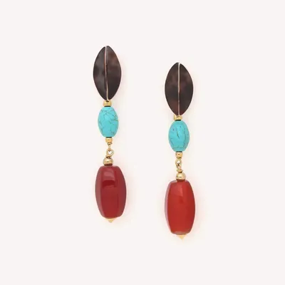 Jewelry - 6 sides agate bead post earrings - Surabaya - NATURE BIJOUX