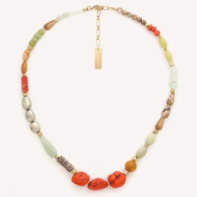 Jewelry - Short necklace with 3 orange howlite bead - Tivoli - NATURE BIJOUX