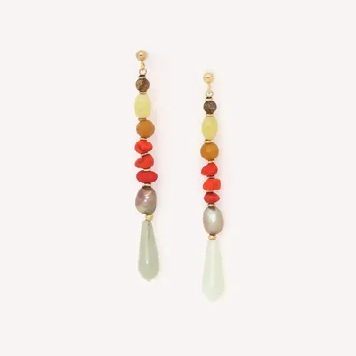 Jewelry - Long post earrings with small beads - Tivoli - NATURE BIJOUX