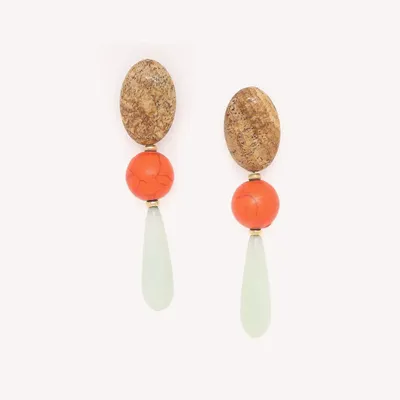 Jewelry - Long post earrings with jade drop - Tivoli - NATURE BIJOUX