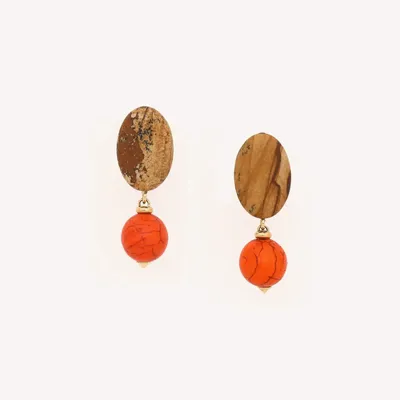 Jewelry - Clip earrings with howlite bead - Tivoli - NATURE BIJOUX