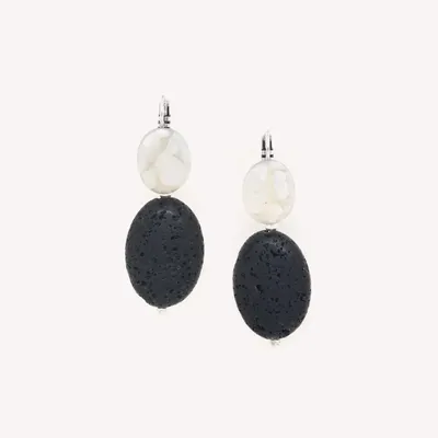 Jewelry - French hook earrings with oval lava stone - Volcan - NATURE BIJOUX