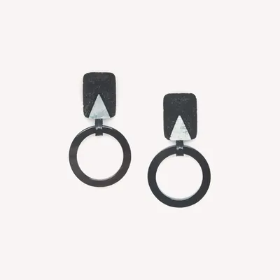 Jewelry - Post earrings with black horn ring - Volcan - NATURE BIJOUX