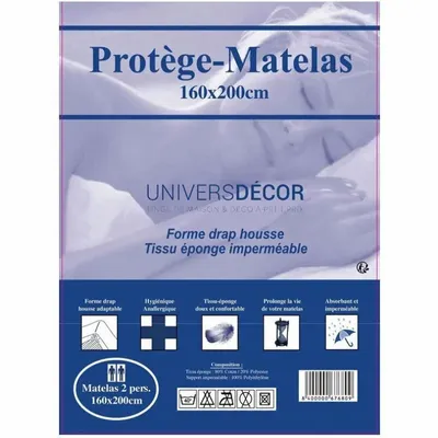 Bed linens - Waterproof, Absorbent and Anti-Dust Mite Mattress Protector 160 x 200 cm - COTON PUR