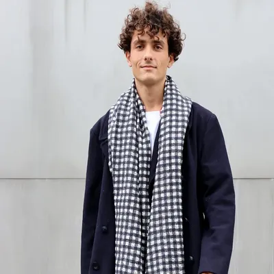 Scarves - LEONARD marine wool and cashmere scarf - MONSIEUR CHARLI