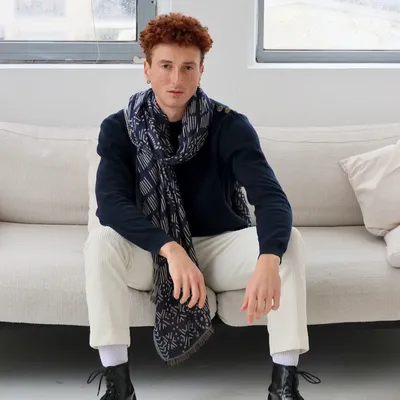 Scarves - PETRUS marine wool and cotton scarf - MONSIEUR CHARLI