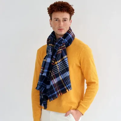 Scarves - LARGO marine acrylic and wool scarf - MONSIEUR CHARLI