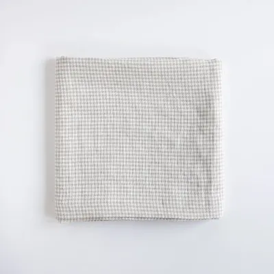 Linge de table textile - Nappe vichy en lin beige 140 x 180 cm - OURY HOME