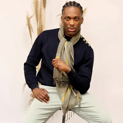 Scarves - MAXENCE olive wool scarf - MONSIEUR CHARLI