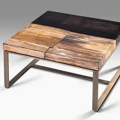 Coffee tables - COFFEE TABLE 'MANAMA' PETRIFIED WOOD/RESIN - FANCY