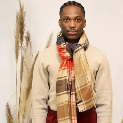 Scarves - LARGO beige acrylic and wool scarf - MONSIEUR CHARLI