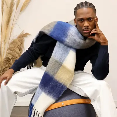 Scarves - NAVY PILAR wool scarf - MONSIEUR CHARLI