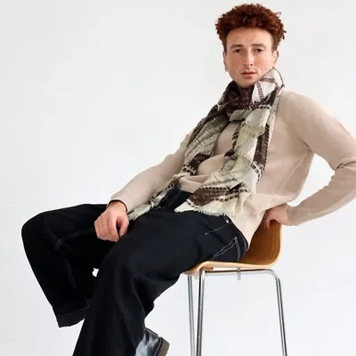 Scarves - PLACIDE coffee cashmere and modal scarf - MONSIEUR CHARLI