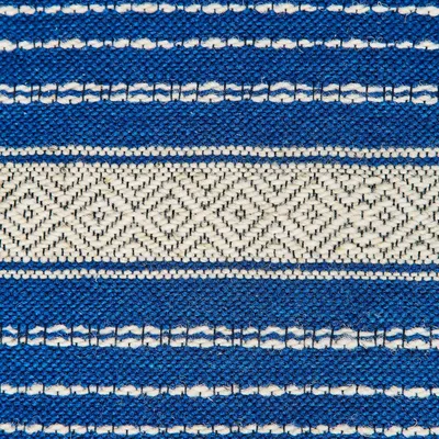Rugs - Pedal Loom Rug in Virgin Wool – Blue and Beige - HUAKAL