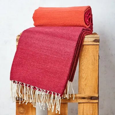 Rugs - Pedal Loom Rug in Gradient Red Wool - HUAKAL
