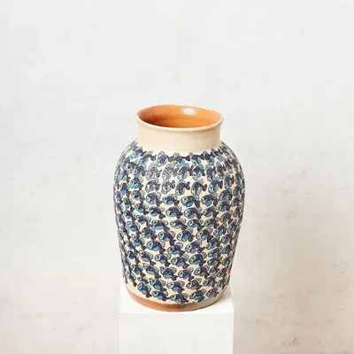 Unique pieces - Painted Clay Vase – Blue Fish - HUAKAL