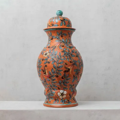 Unique pieces - Majolica Jar with Floral Design - HUAKAL