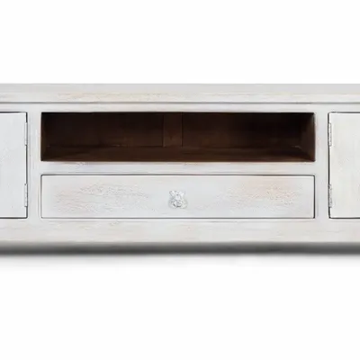 Meubles TV - Meuble TV en manguier blanc vieilli - GINER Y COLOMER