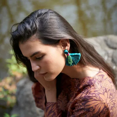 Jewelry - Pleated earrings – upcycled sari & nickel-safe metal - I WAS A SARI