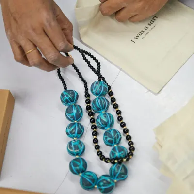 Jewelry - Beaded necklaces handcrafted from sari wrapped beads - I WAS A SARI