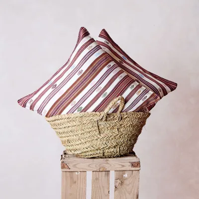 Fabric cushions - Handwoven Brocade Cushion in Pantelhó Technique - HUAKAL