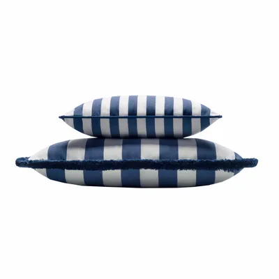Outdoor decorative accessories - Couple Striped Outdoor Indoor Cushions Blue and White - LO DECOR