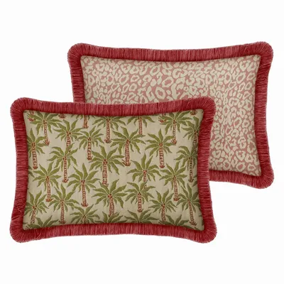 Garden textiles - Double sided cushion Laura Olive & Spice x Maya Rose & Ecru - PALAIS SUSTAINABLE LUXURY