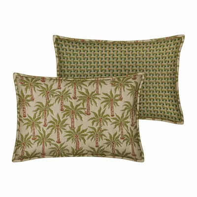 Garden textiles - Double sided cushion Laura Olive & Spice x Janis Moss & Olive - PALAIS SUSTAINABLE LUXURY