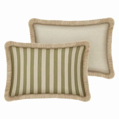 Garden textiles - Cushion Jackie Olive & Ecru - PALAIS SUSTAINABLE LUXURY