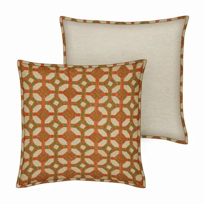 Garden textiles - Cushion Coco Burnt Orange & Olive - PALAIS SUSTAINABLE LUXURY