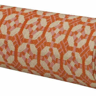 Garden textiles - Bolster Coco Burnt Orange & Rose - PALAIS SUSTAINABLE LUXURY