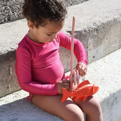 Mode enfantine - Maillot de Bain Fille Alba - Framboise irisé - LOUMIO