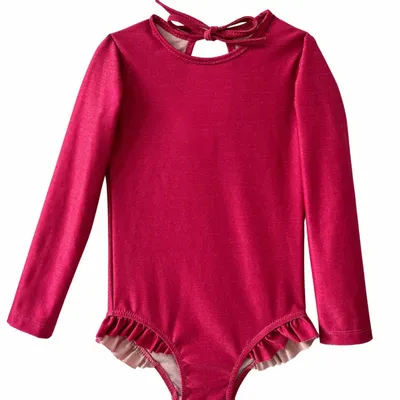 Children's fashion - Alba Girl's Swimsuit - Raspberry - LOUMIO PARIS