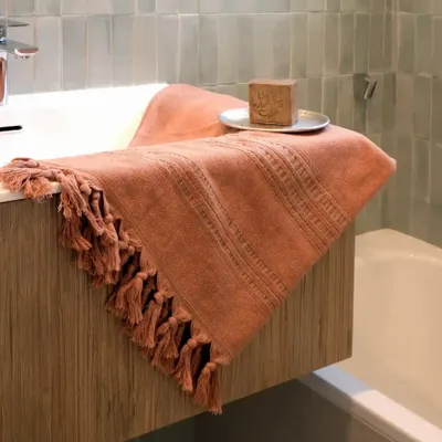 Bath towels - ORGANIC COTTON FOUTA - DOLCE COLLECTION - AMBER COLOR - KARAWAN AUTHENTIC