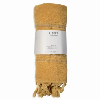 Serviettes de bain - FOUTA EN COTON BIOLOGIQUE - COLLECTION DOLCE - COULEUR CITRINE - KARAWAN AUTHENTIC