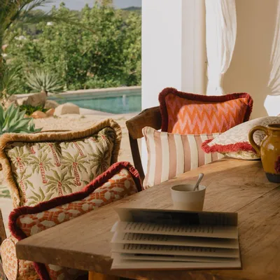 Garden textiles - Cushion Laura Olive & Spice - PALAIS SUSTAINABLE LUXURY