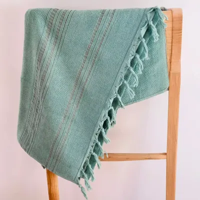 Serviettes de bain - FOUTA EN COTON BIOLOGIQUE - COLLECTION DOLCE - COULEUR JADE - KARAWAN AUTHENTIC