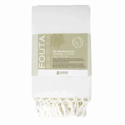 Serviettes de bain - FOUTA EN COTON BIOLOGIQUE - couleur BLANC - KARAWAN AUTHENTIC