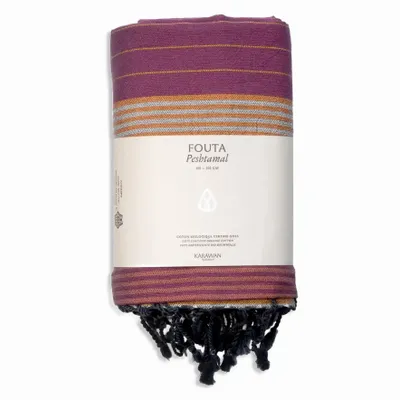 Bath towels - WOVEN ORGANIC COTTON TOWEL - EBENE - ARABESK color - KARAWAN AUTHENTIC