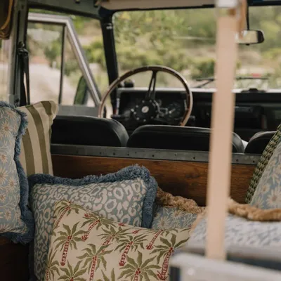 Garden textiles - Double sided cushion Laura Olive & Spice x Janis Moss & Olive - PALAIS SUSTAINABLE LUXURY