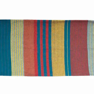 Serviettes de bain - FOUTA TISSÉE EN COTON BIOLOGIQUE - EBENE - couleur RED BLUE - KARAWAN AUTHENTIC