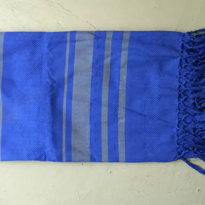 Bath towels - WOVEN ORGANIC COTTON FOUTA - GARDEN COLLECTION - BLUEBERRY COLOR - KARAWAN AUTHENTIC